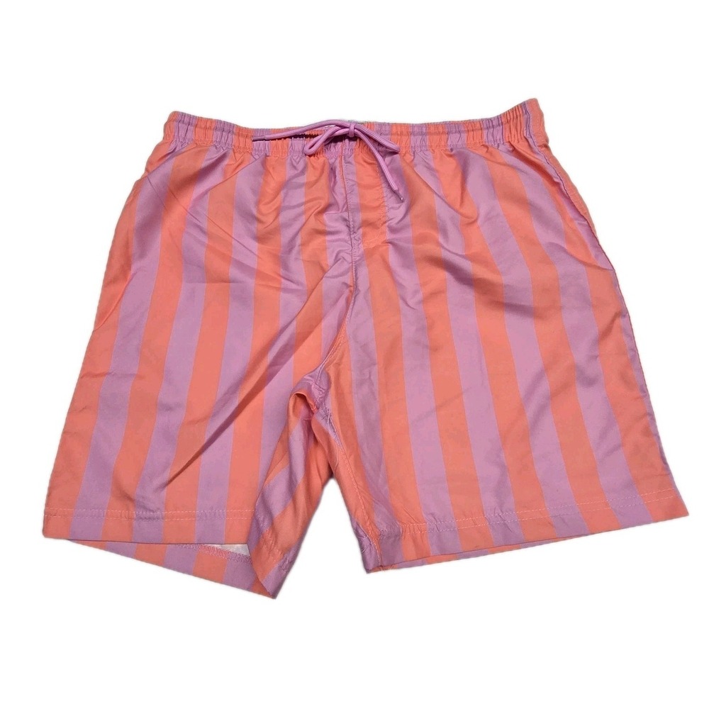 NEW Striped Swim Trunks Mens M Mesh Lined UPF 50 NWT Pink Purple Beach Surfing